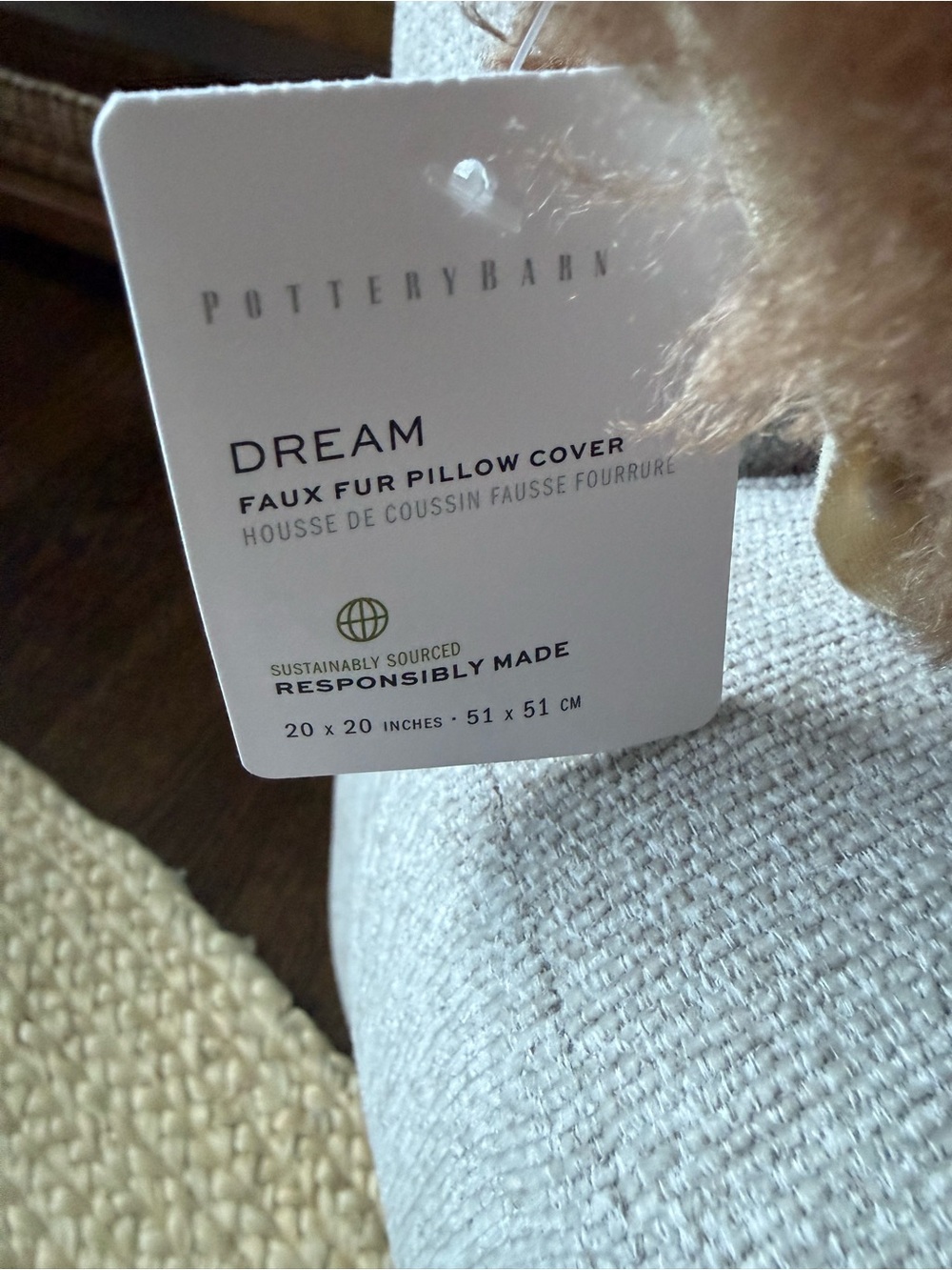 2 Pottery Barn Dream Faux Fur Pillow Covers in Cognac - Picture 5 of 7